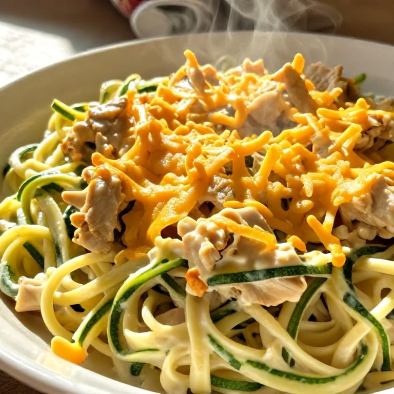 Creamy Zucchini Noodle Chicken Alfredo