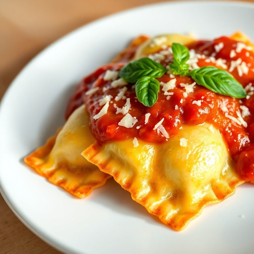 Plated Crispy Air Fryer Ravioli