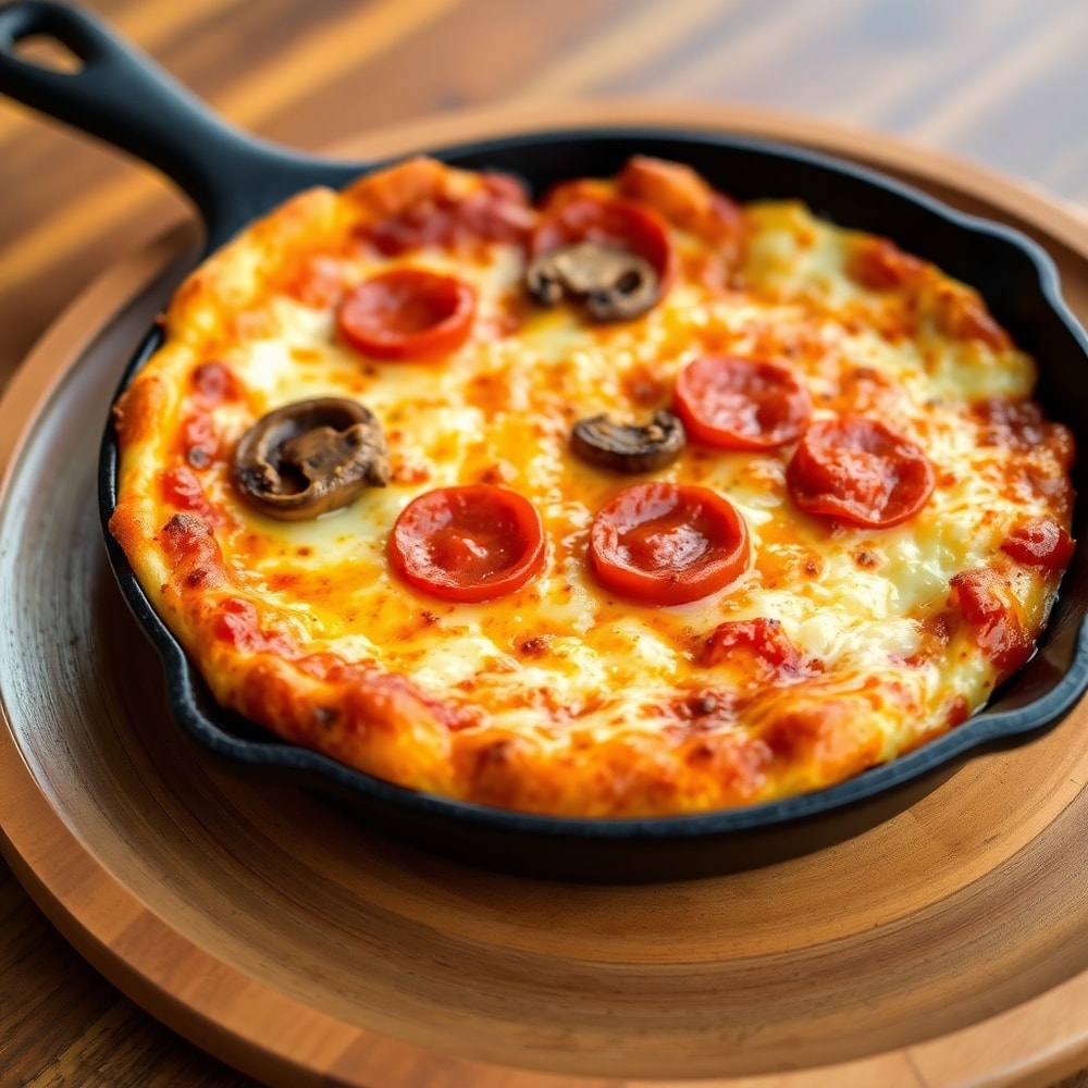 Plated Crispy Cast Iron Skillet Pizza