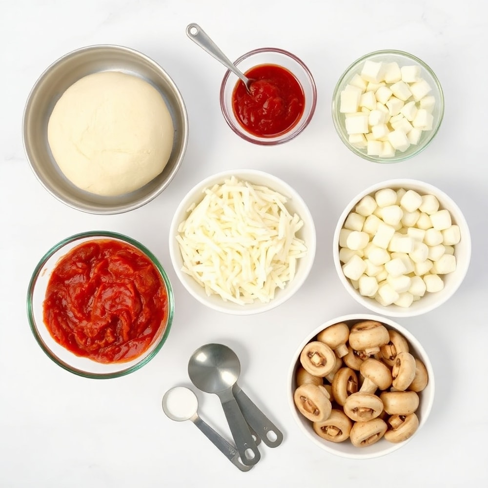 Raw ingredients for Crispy Cast Iron Skillet Pizza