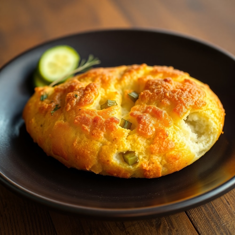 Plated serving of Crispy Dill Pickle Bread