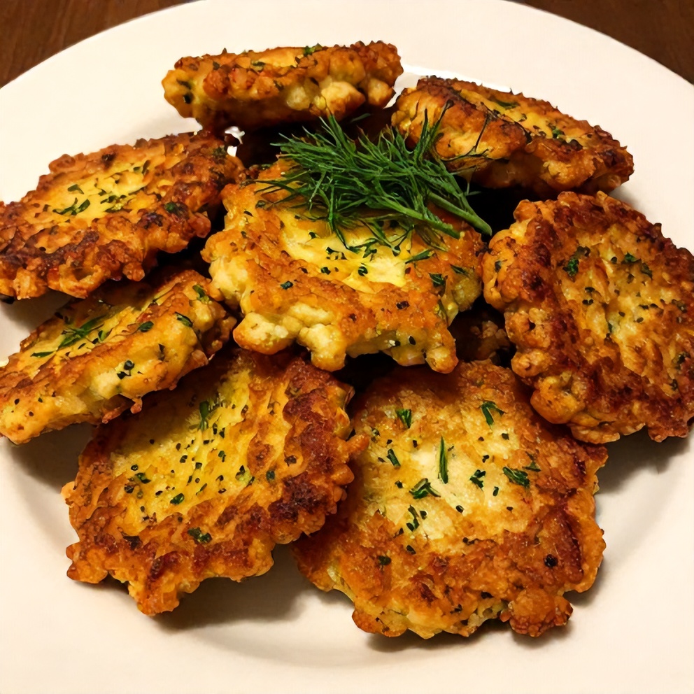 Crispy Dill Pickle Fritters served on a plate