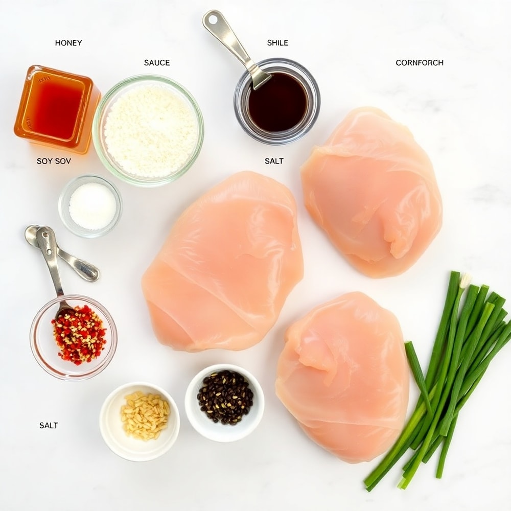 Raw ingredients for Crispy Honey Garlic Chicken