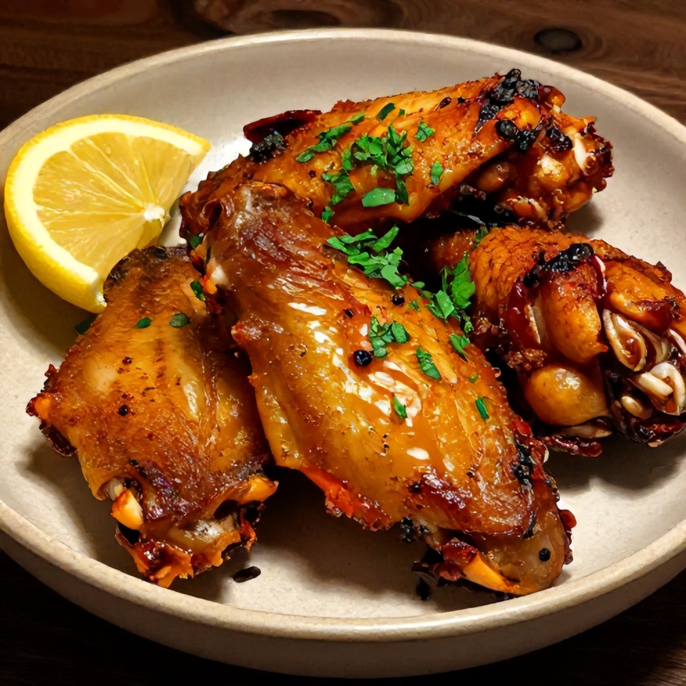 Plated Crispy Spicy Oven Baked Chicken Wings