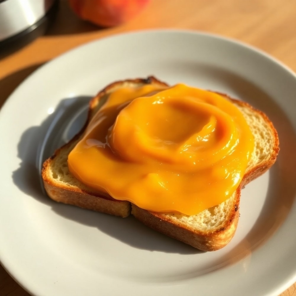 Homemade Crockpot Peach Butter on toast
