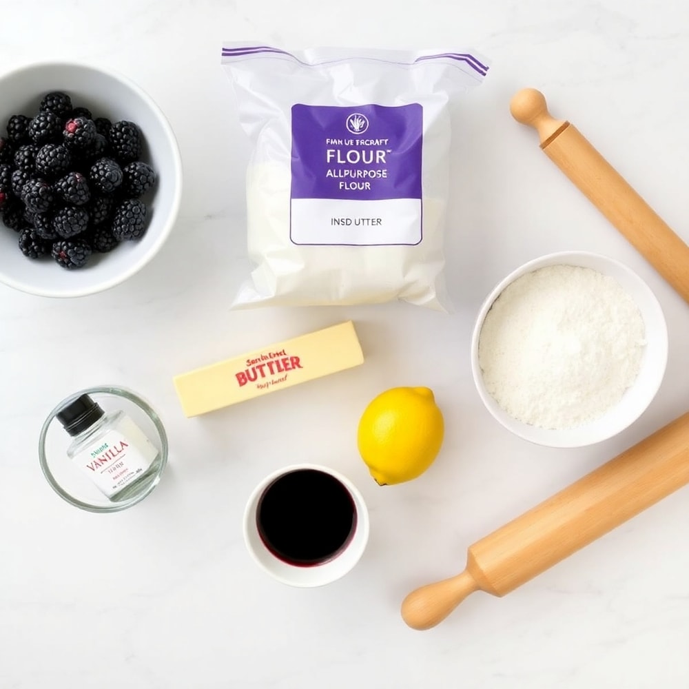 Raw ingredients for Blackberry Shortbread Wedges