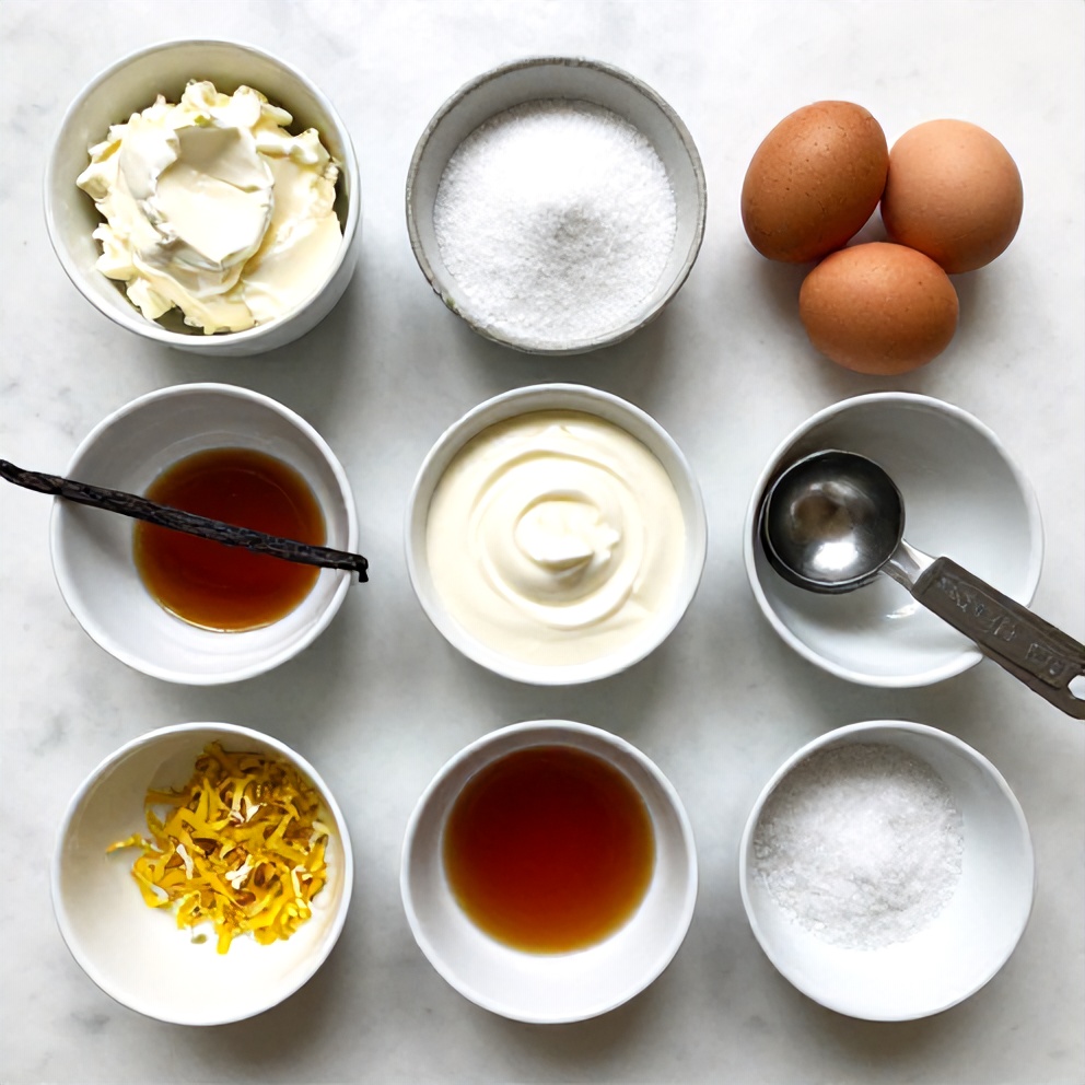 Raw ingredients for Burnt Basque Cheesecake