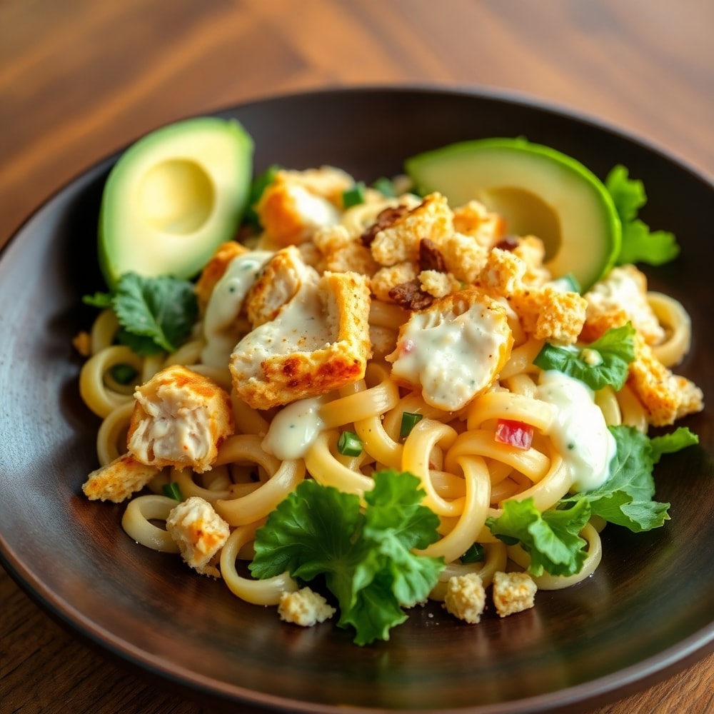 Easy Chicken Caesar Pasta Salad Final Dish - Better Than Takeout