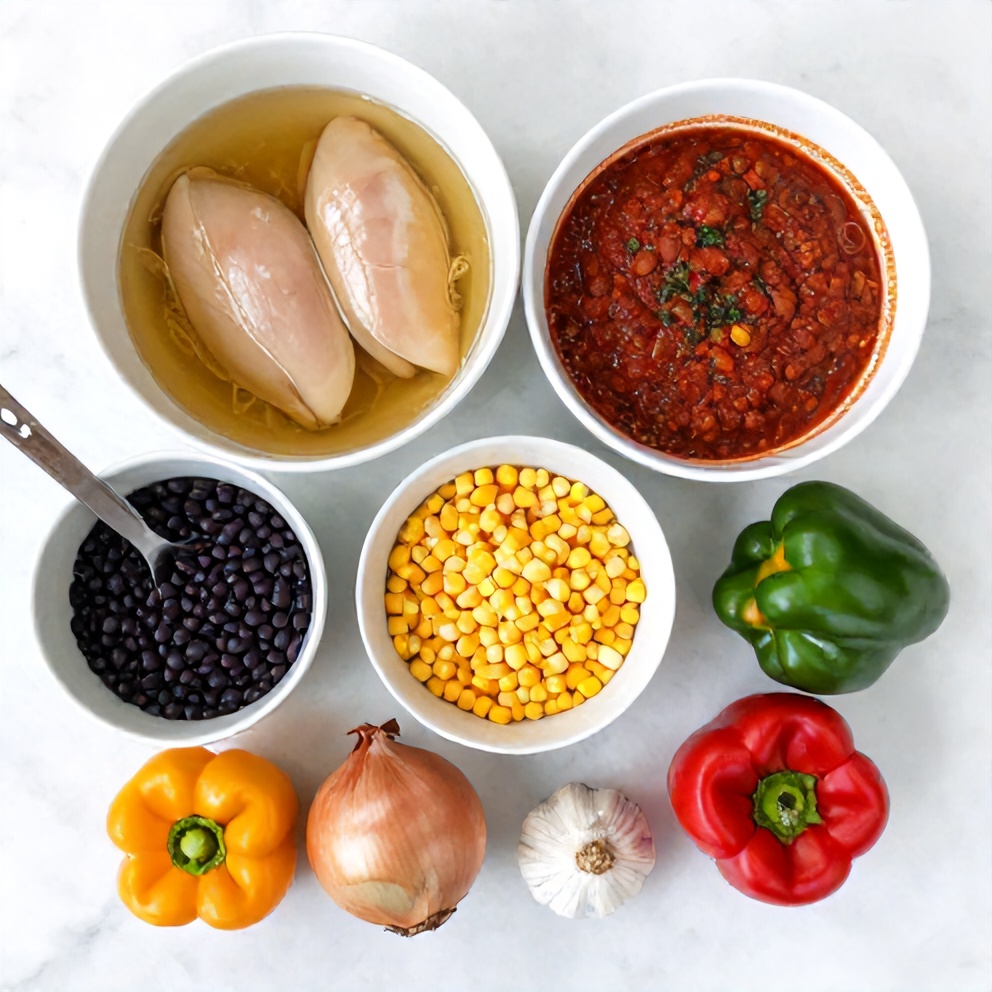 Raw ingredients for Chicken Enchilada Soup