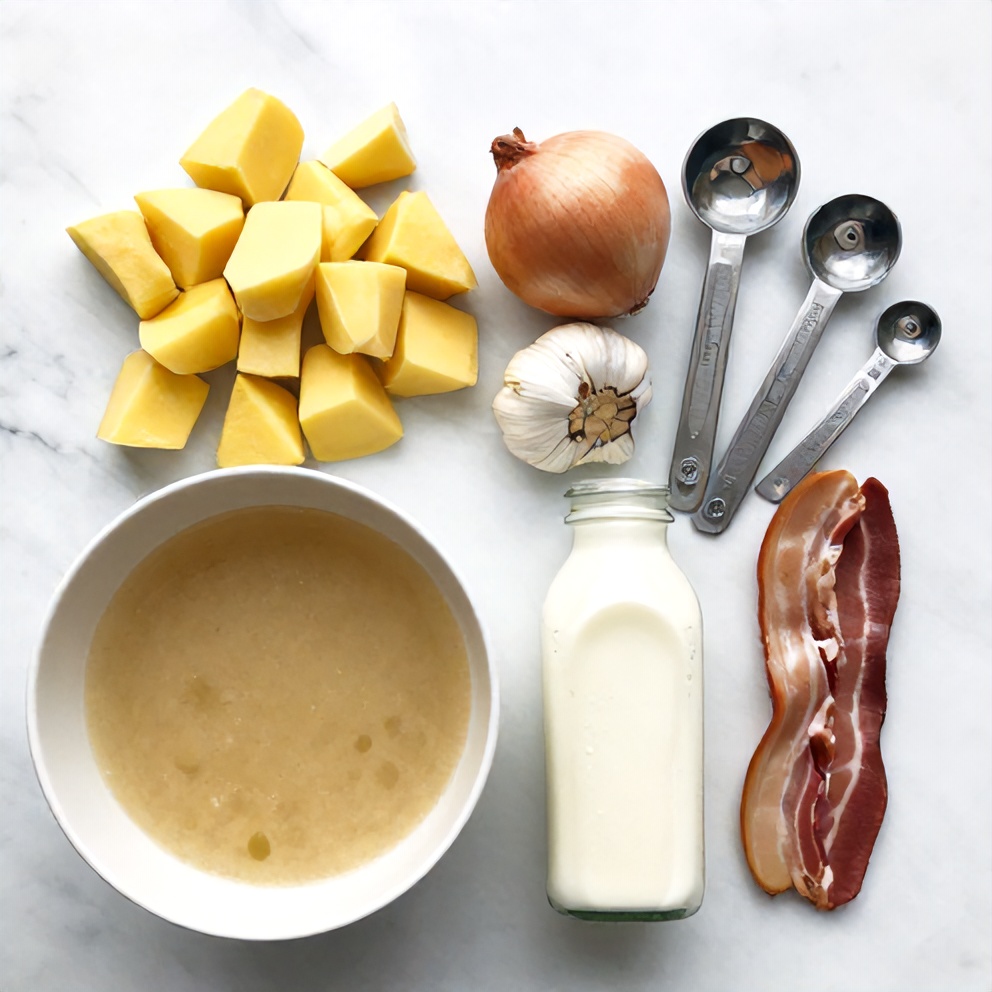 Potato Soup Ingredients Flat Lay