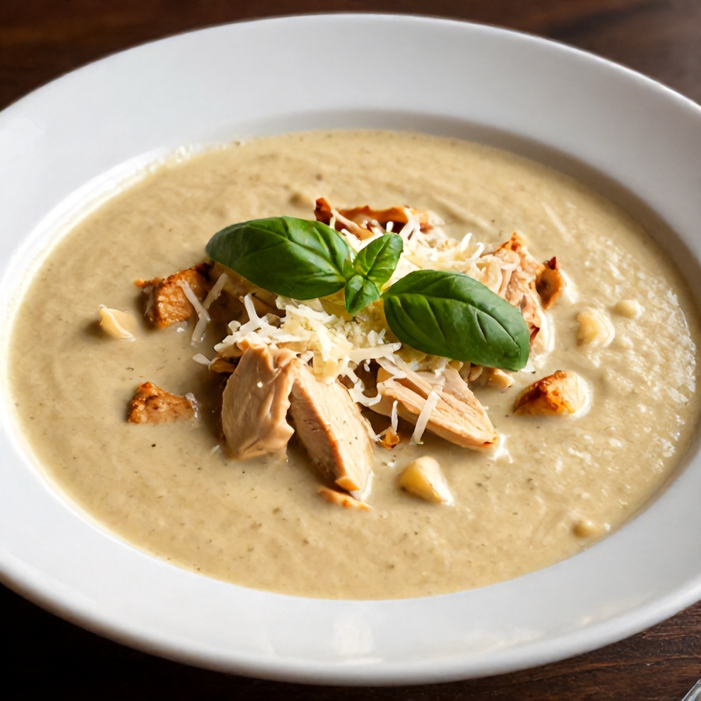 Bowl of Creamy Chicken Parmesan Soup