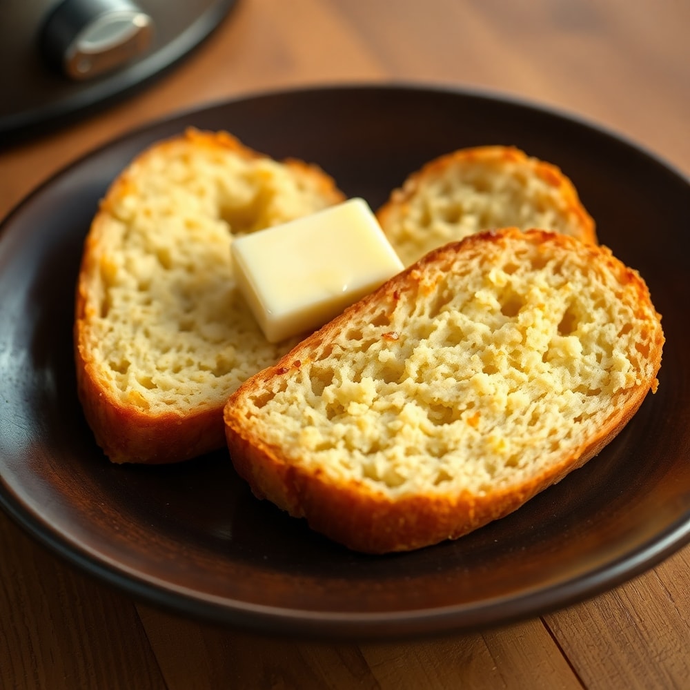Sliced crockpot bread with butter