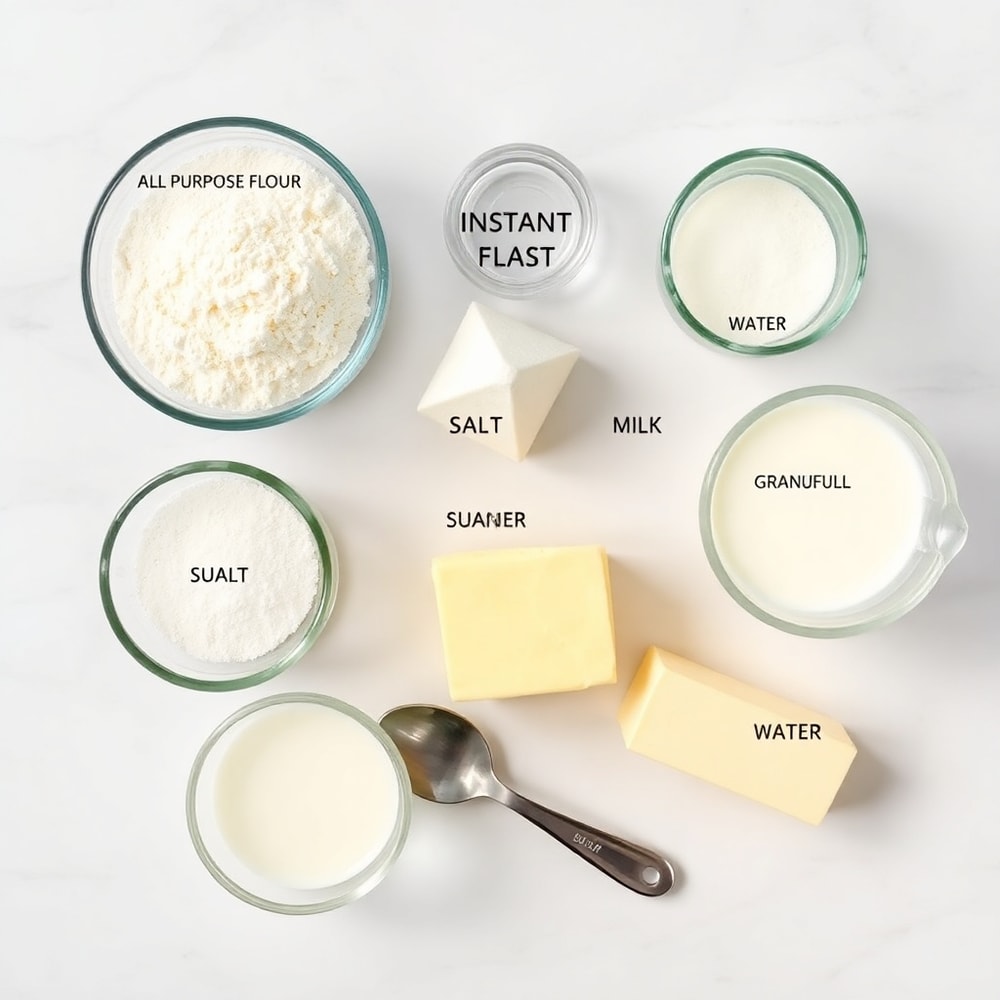 Crockpot bread ingredients on a marble counter