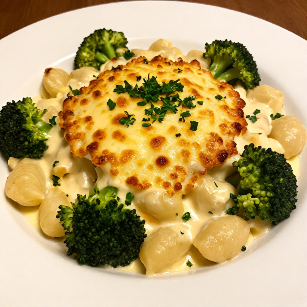 Gnocchi and broccoli bake with creamy cheese sauce