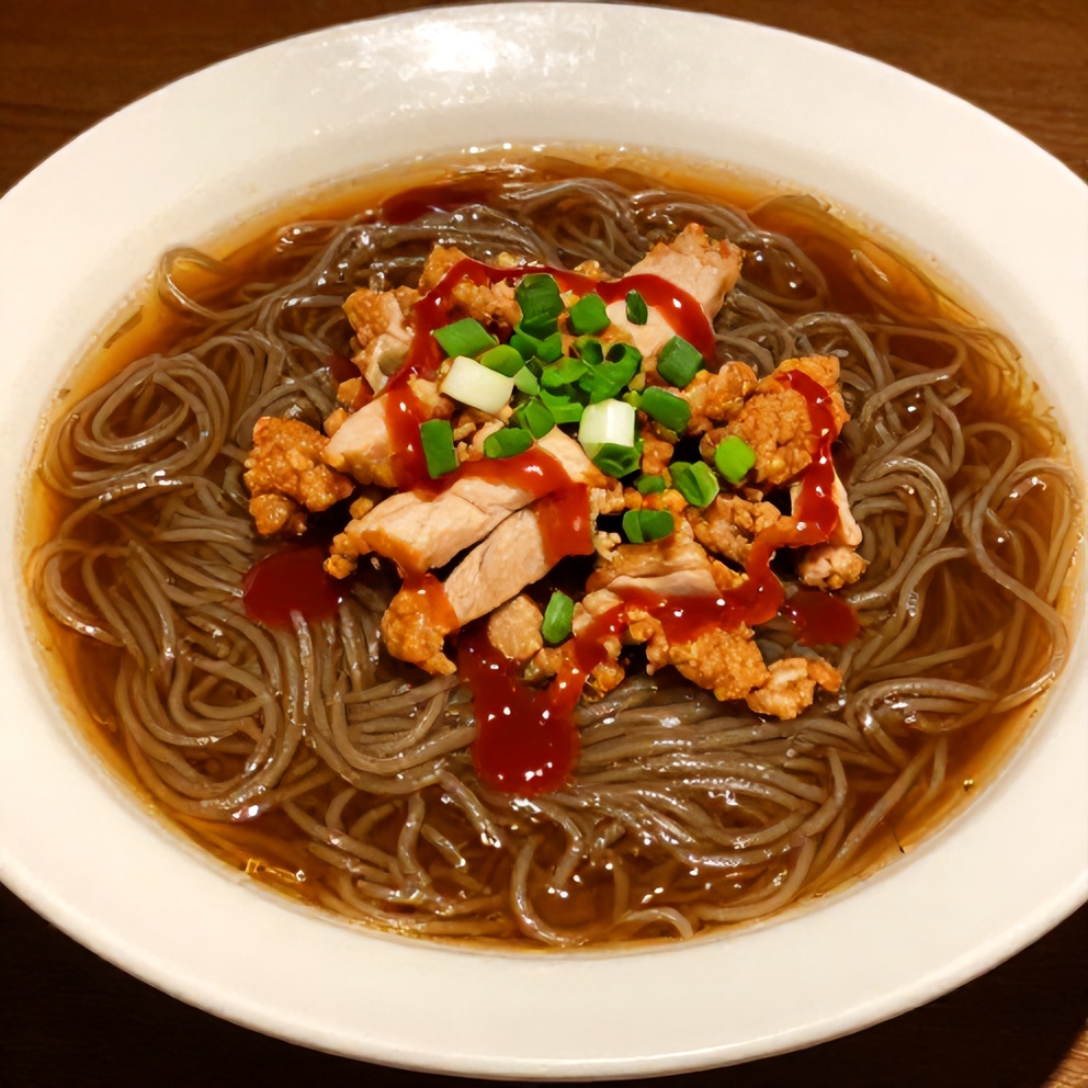 Hot and Sour Noodle Soup with Pork Topping