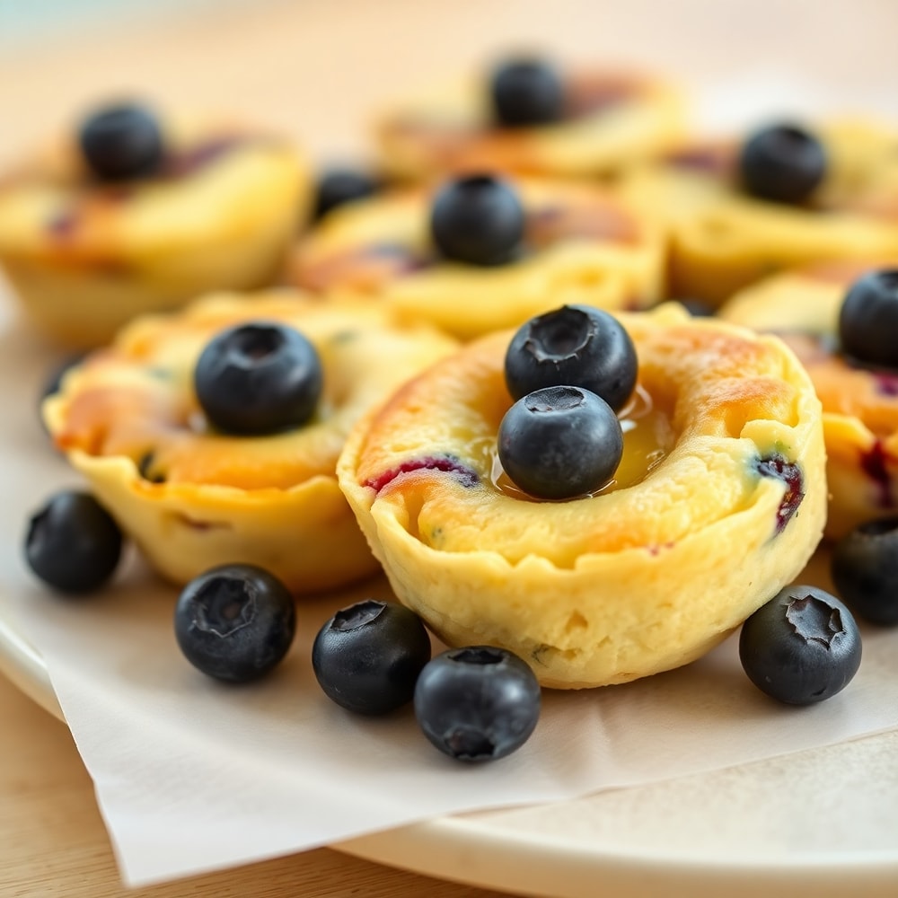 Lemon Blueberry Cottage Cheese Pancake Bites