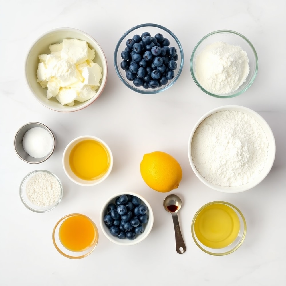 Ingredients for Lemon Blueberry Cottage Cheese Pancake Bites