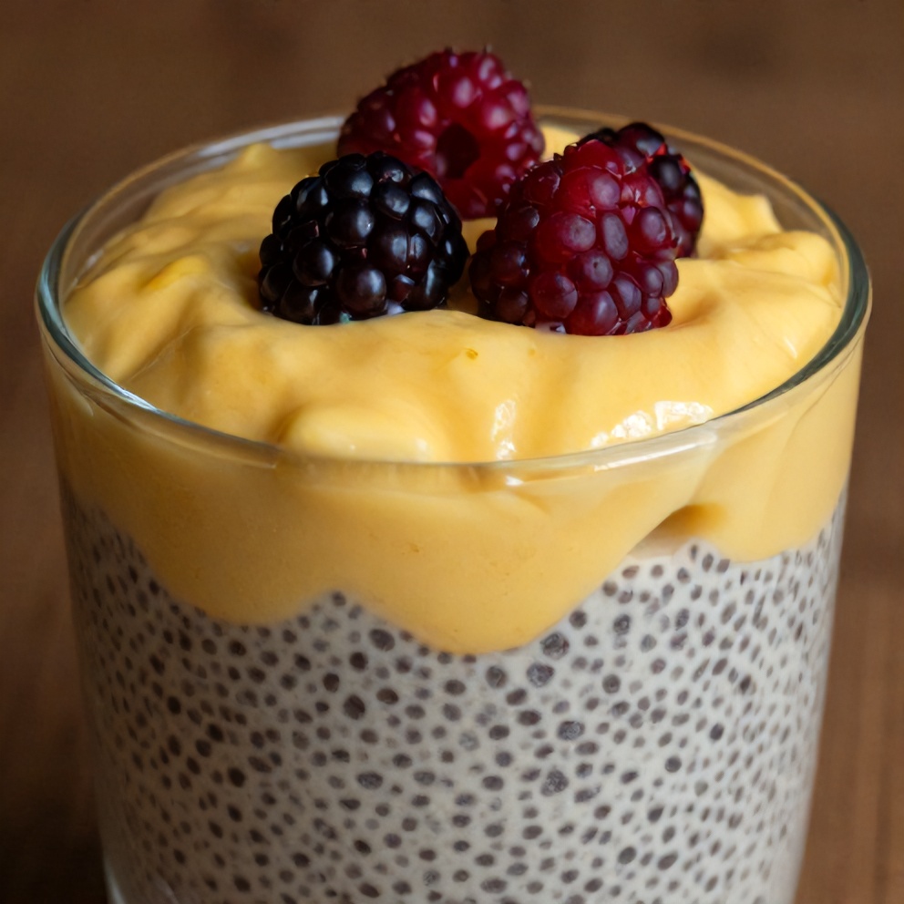 Lemon Curd Chia Pudding with fresh berries