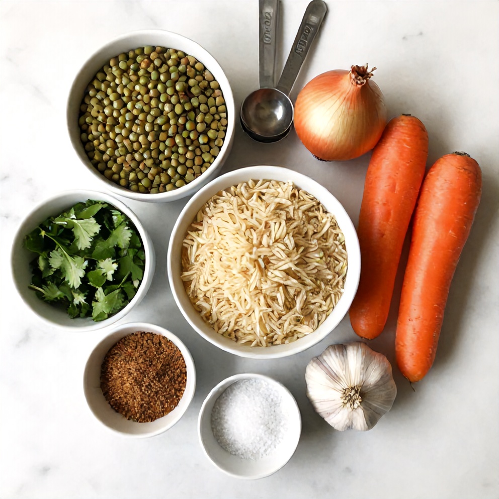 Mujadara Ingredients Flat Lay