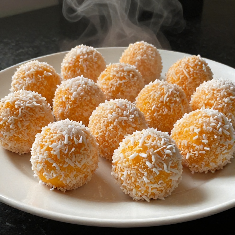 Perfectly shaped Orange Creamsicle Truffles on a serving platter