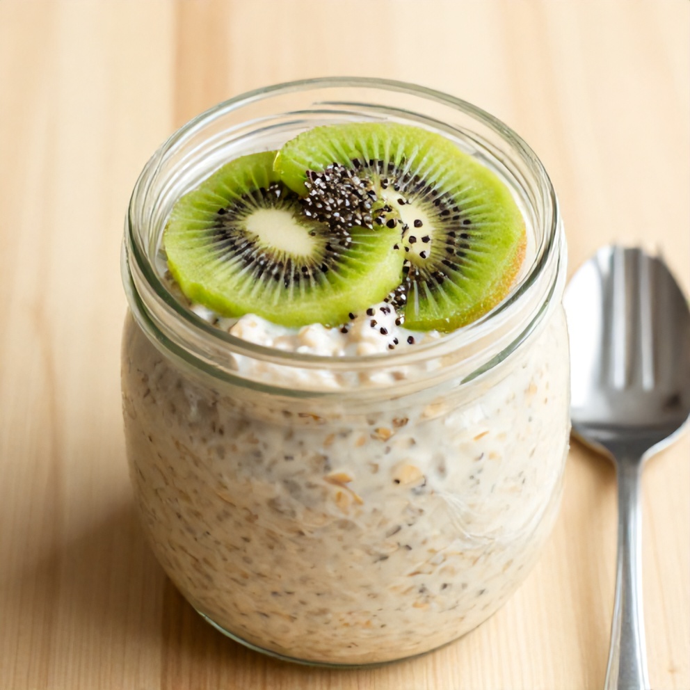 Overnight Oats with Kiwi and Chia Seeds