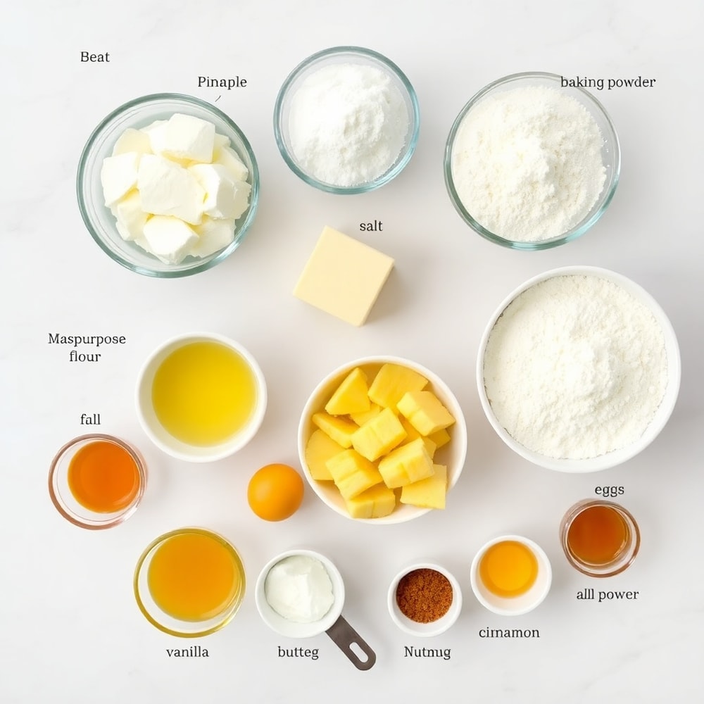 Raw Ingredients for Pineapple Mascarpone Mini Cakes