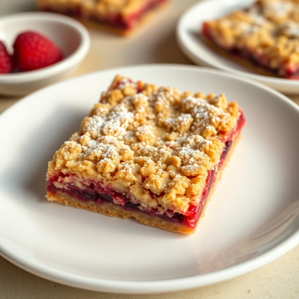 Finished Raspberry Oatmeal Crumble Bars