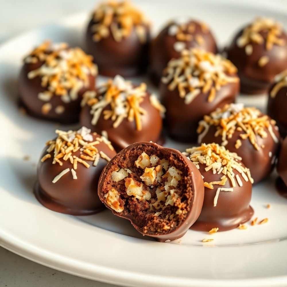 Plated Samoa Truffles on a white plate