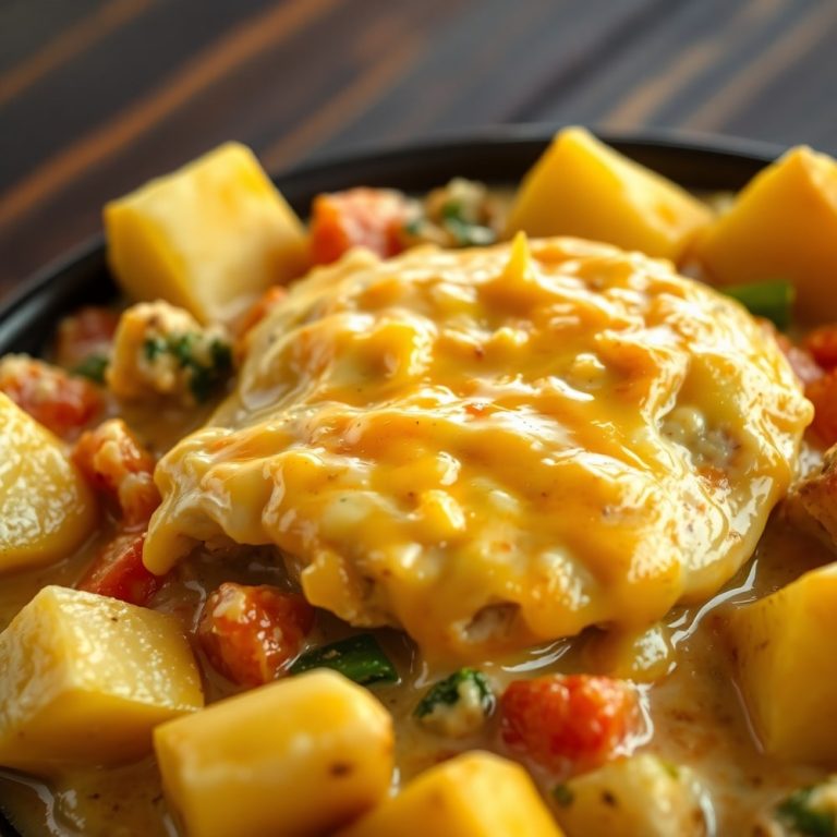 Easy Slow Cooker Cheesy Ranch Chicken & Potatoes