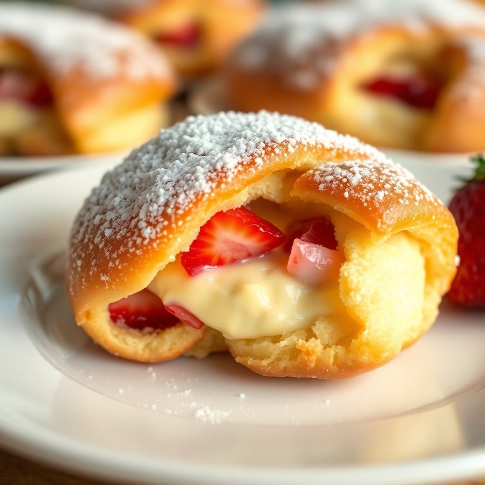 Strawberry Cheesecake Breakfast Rolls Ready to Serve