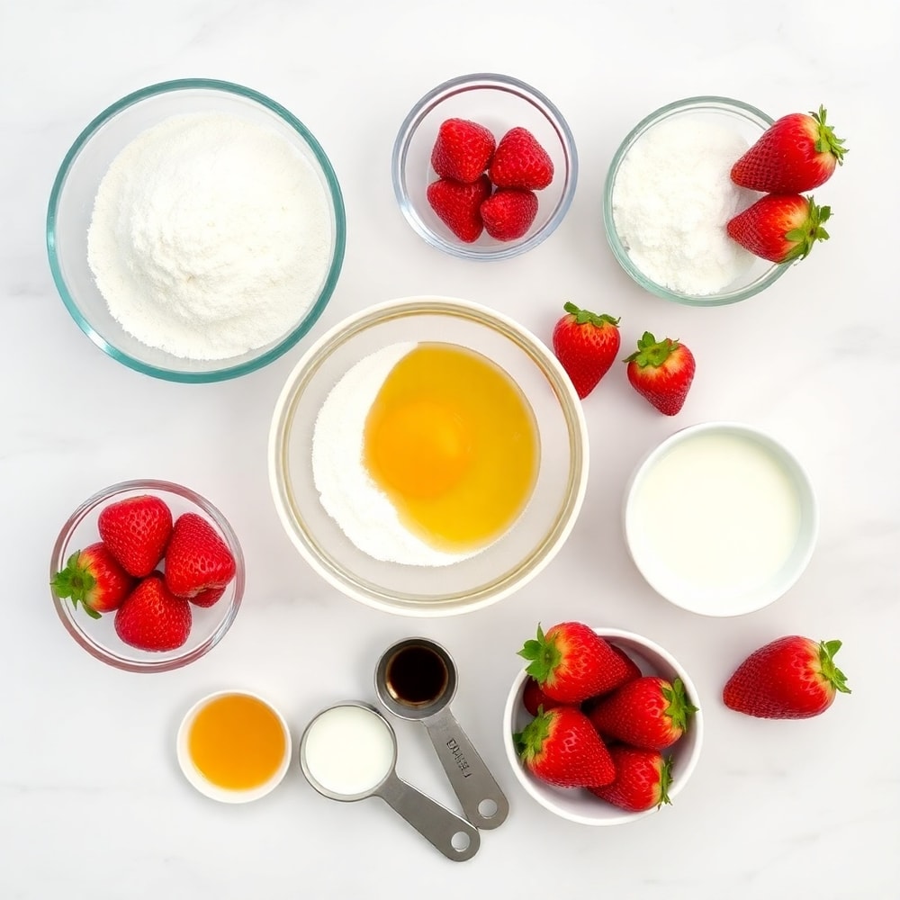 Ingredients for easy strawberry shortcake muffins