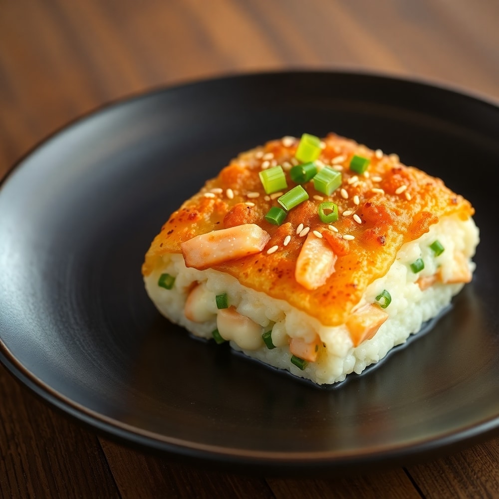 Easy Sushi Bake on a plate with chopsticks