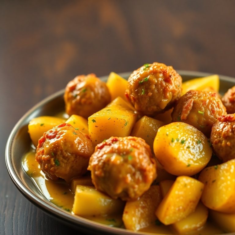 Garlic Butter Meatballs and Potatoes