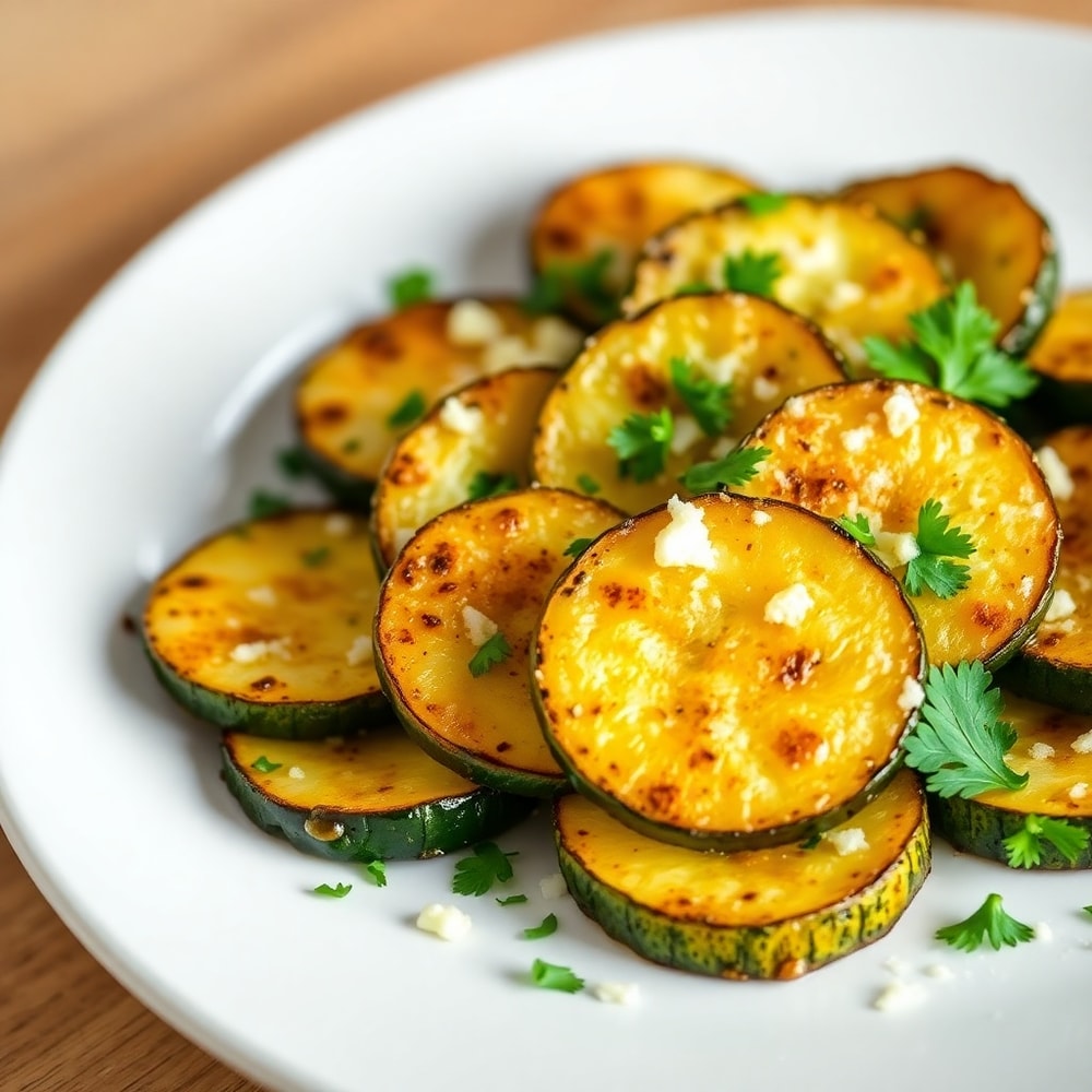 Plated Garlic Parmesan Roasted Zucchini