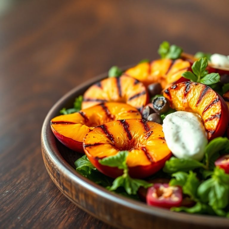 grilled peach burrata salad