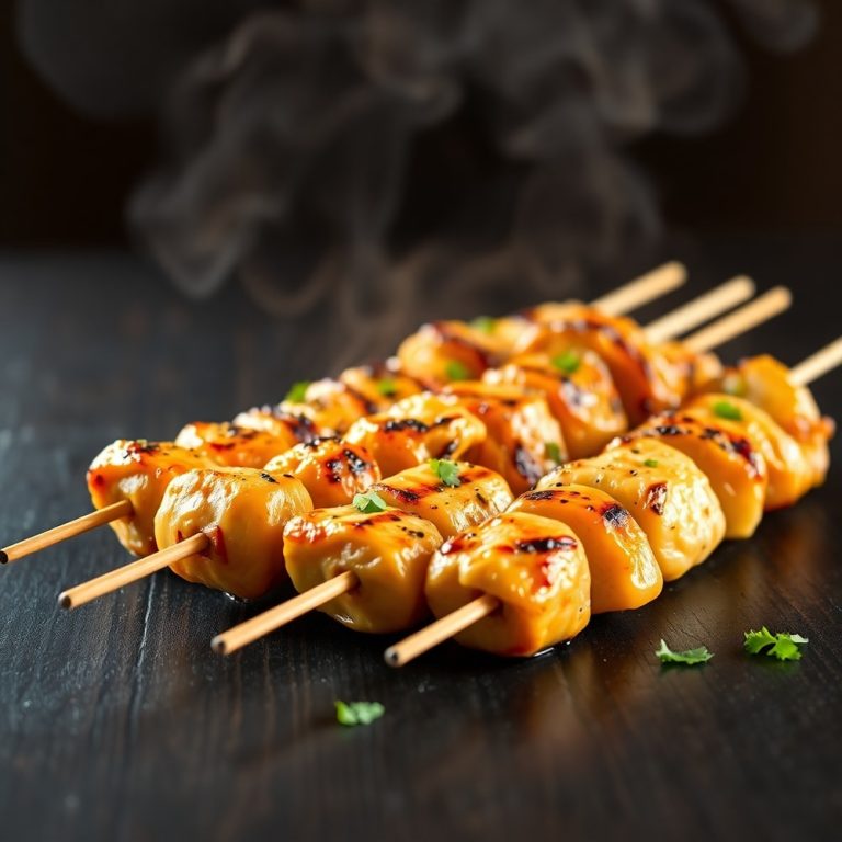 grilled thai coconut chicken skewers