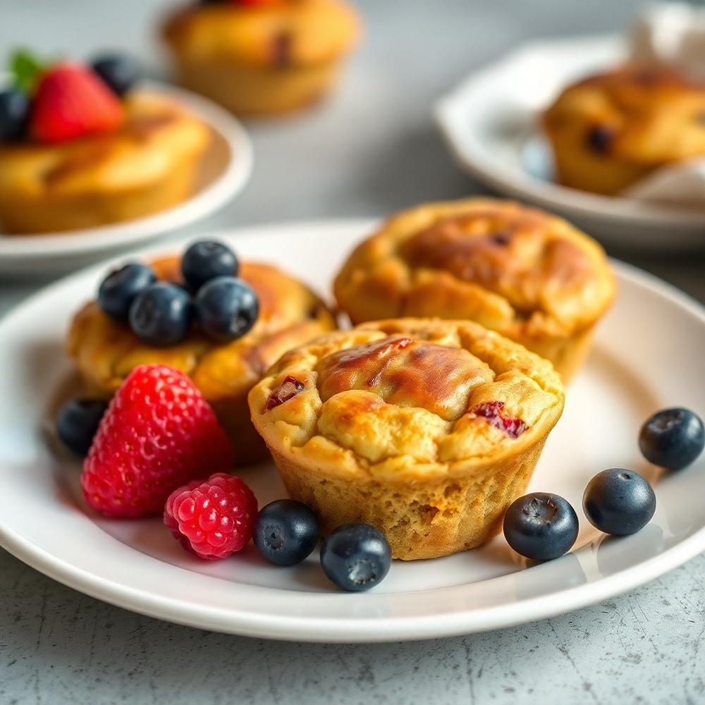 High Protein Pancake Muffins on a plate
