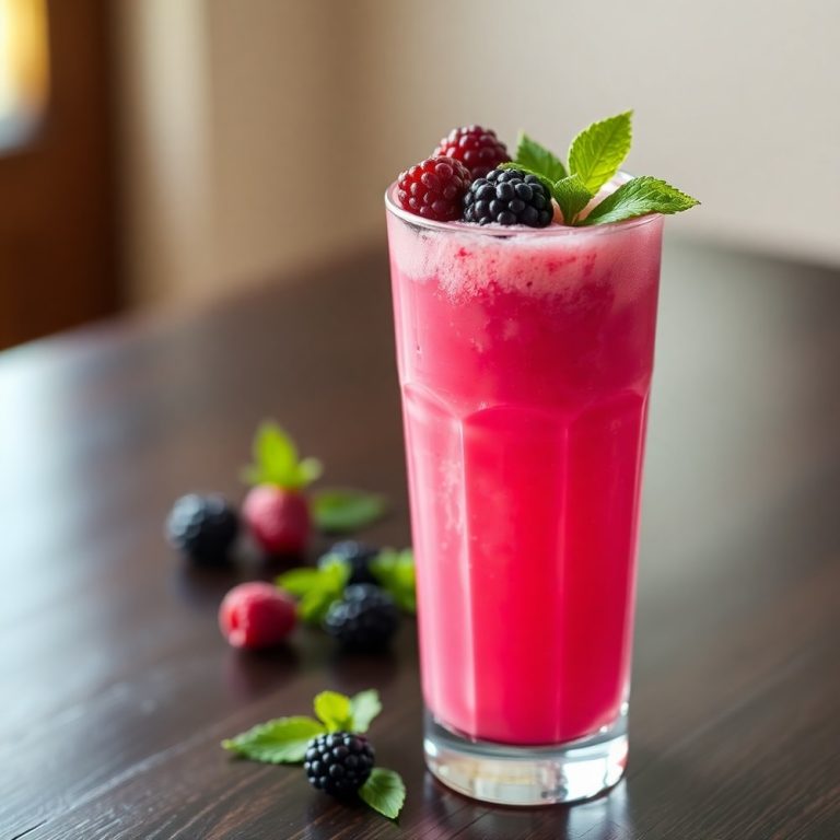 homemade blackberry coconut pink drink