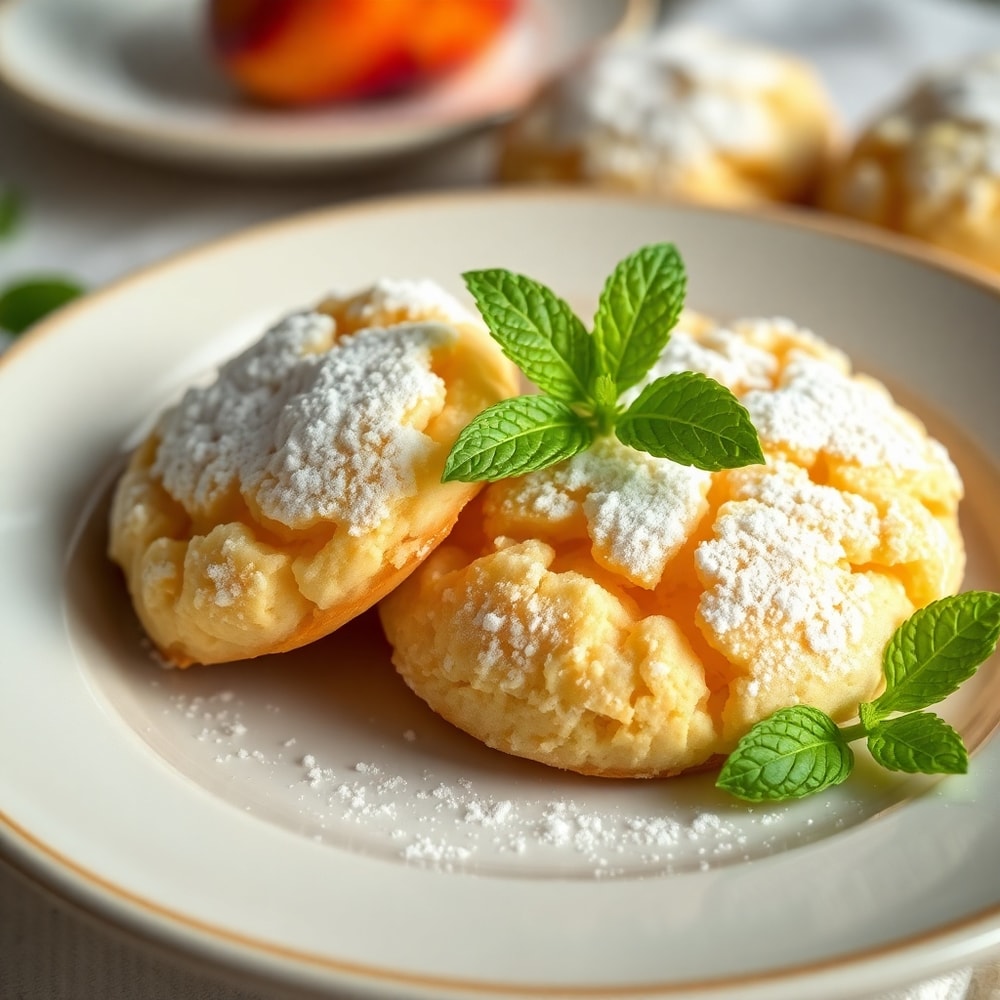 Plated Italian Peach Summer Cookies on a white plate