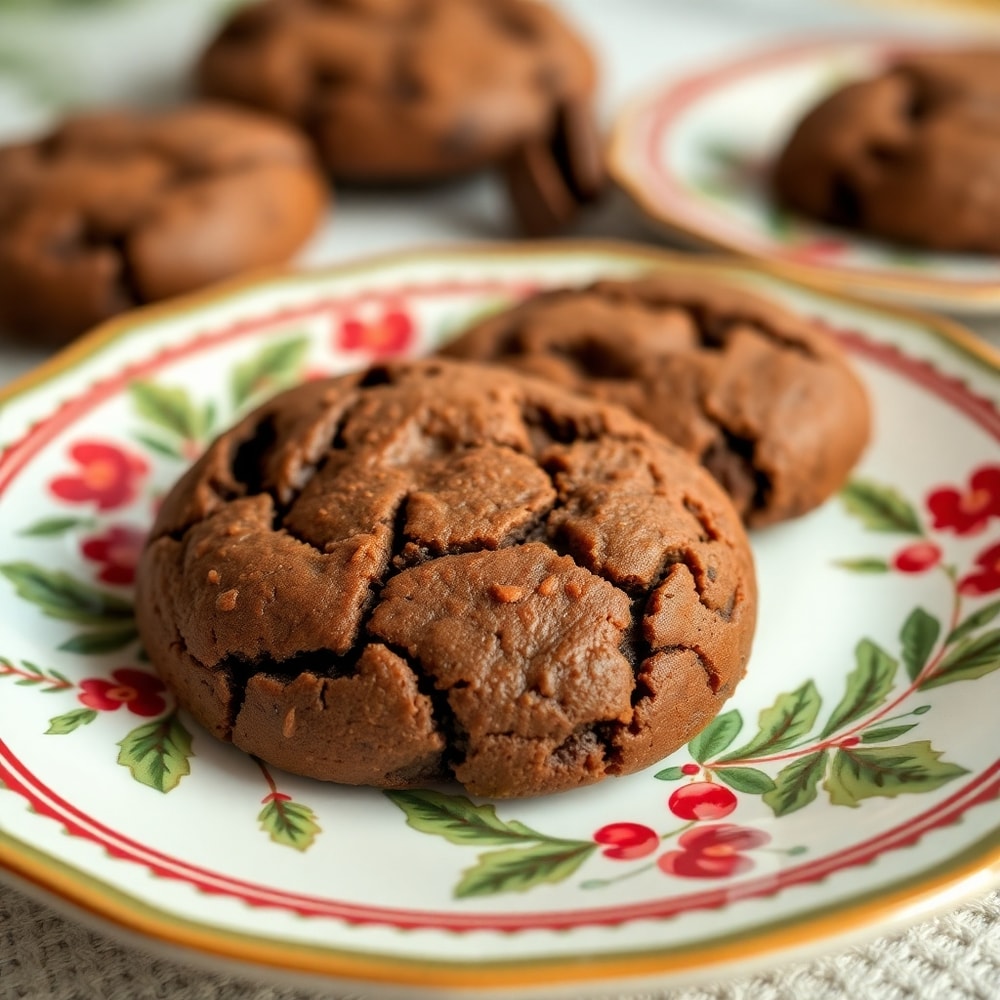 Joanna Gaines' Brownie Cookies on a festive holiday plate
