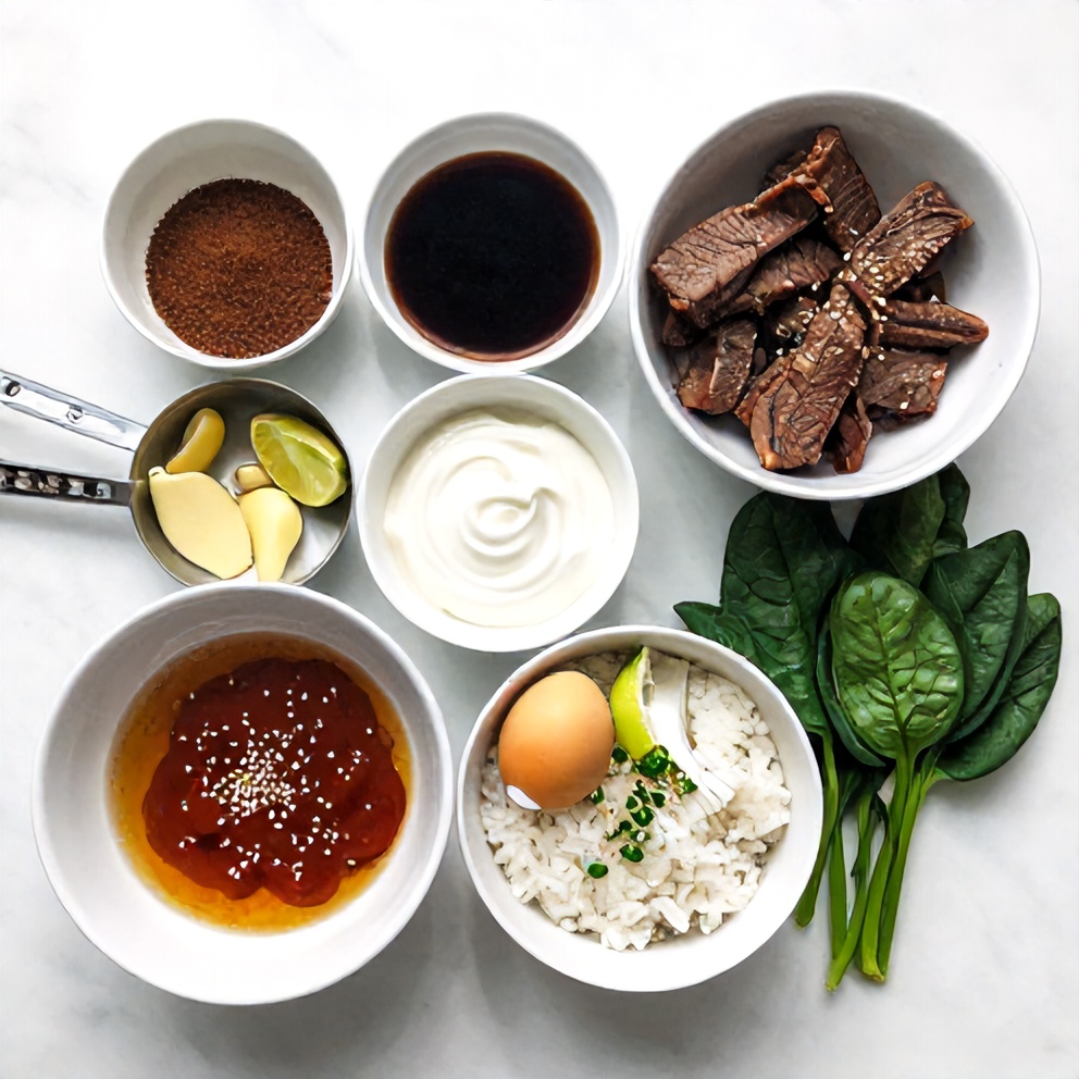 Raw ingredients for Korean BBQ Steak Rice Bowls
