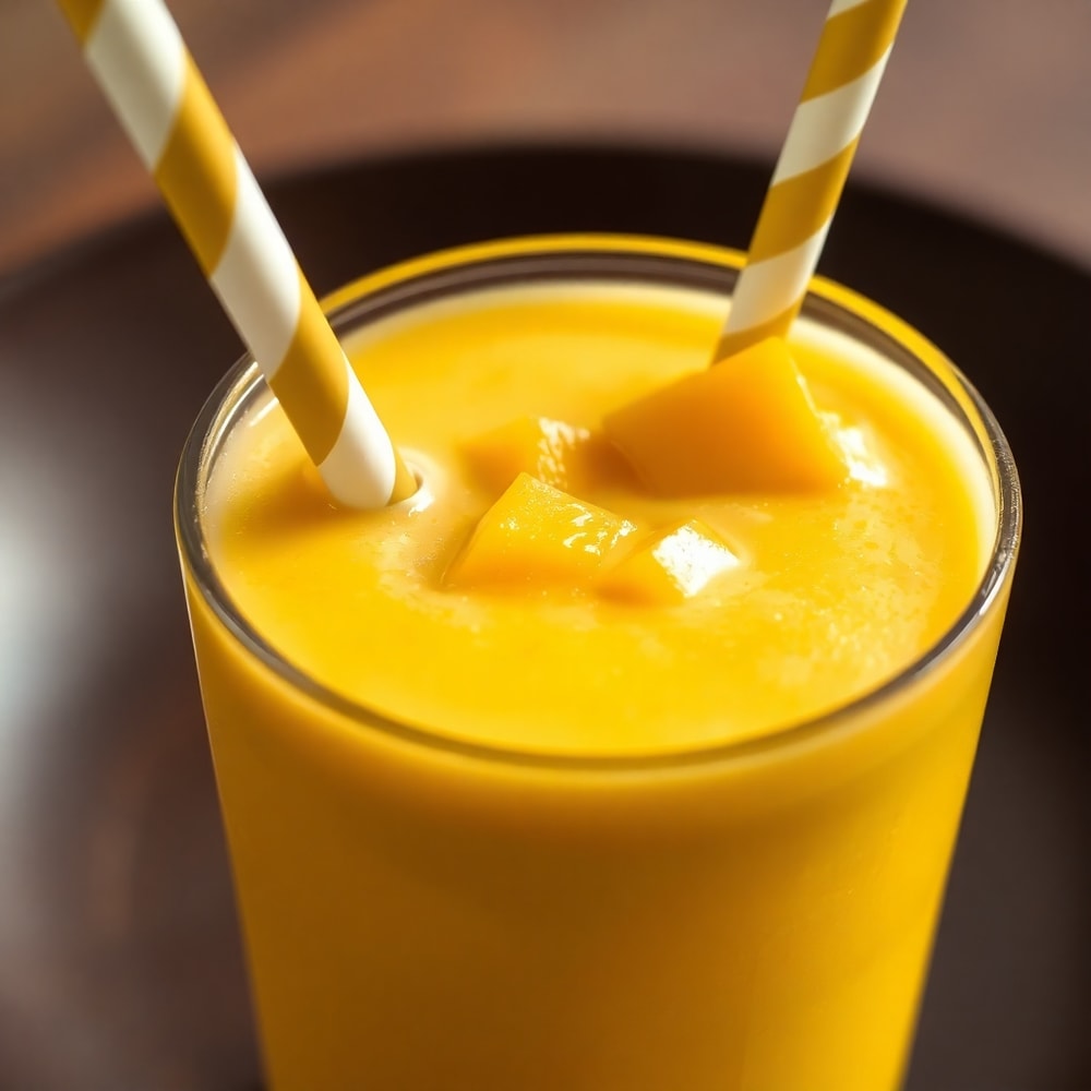 McDonald's Mango Smoothie Copycat in a glass with a straw