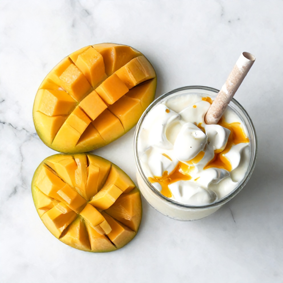 Raw ingredients for McDonald's Mango Smoothie Copycat