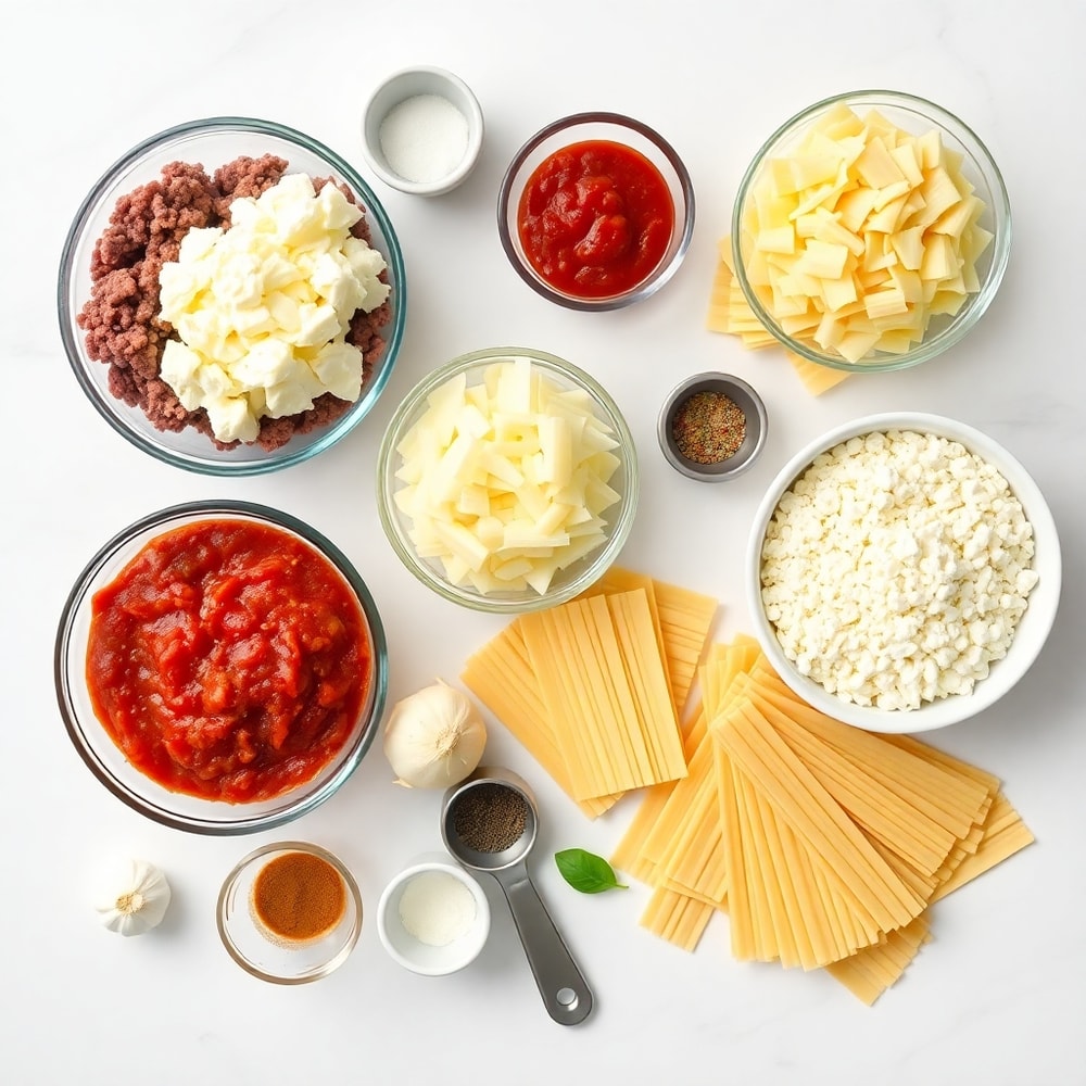 Raw ingredients for Million Dollar Lasagna