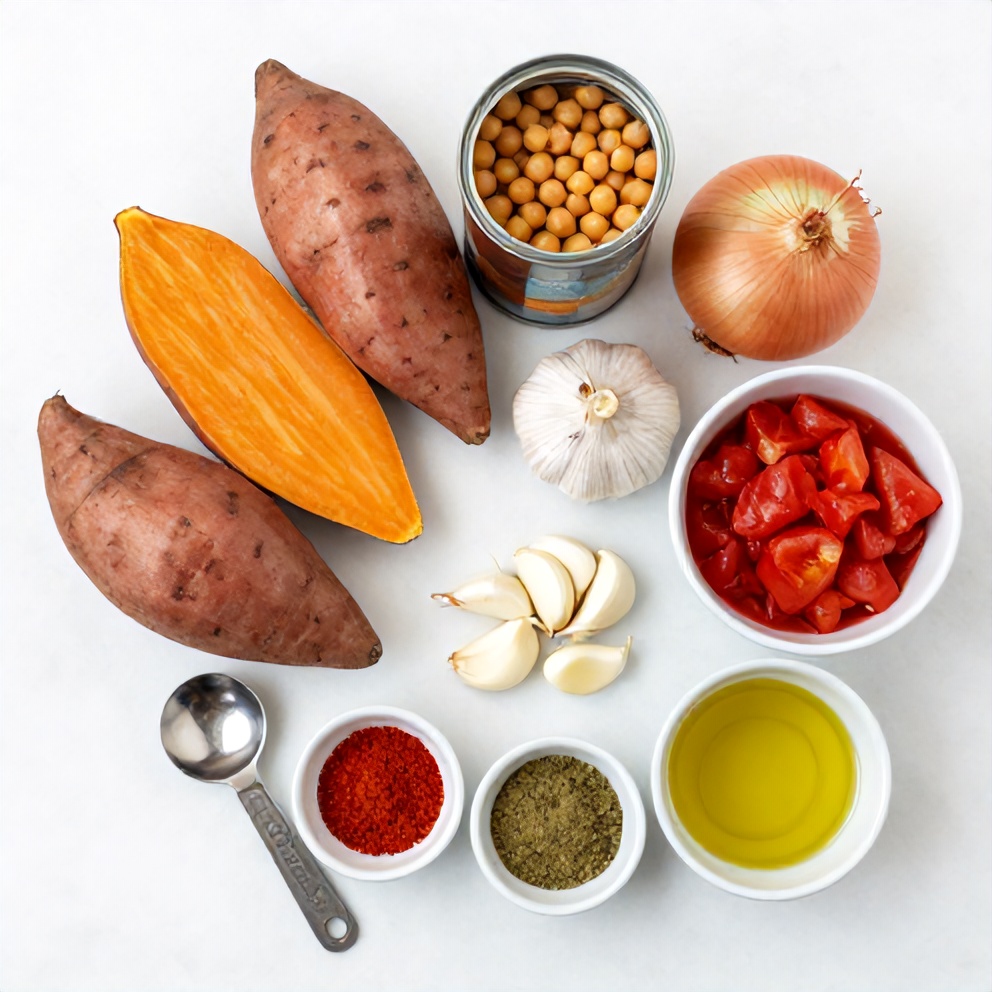 Ingredients for Moroccan Sweet Potato and Chickpea Soup