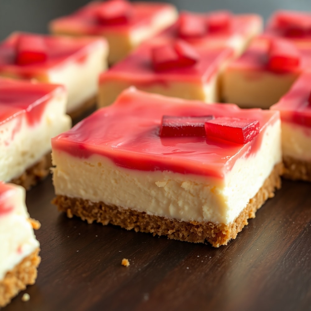 No Bake Rhubarb Cheesecake Squares
