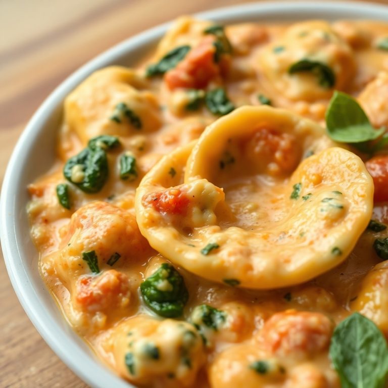 One Pot Creamy Spinach Tomato Tortellini