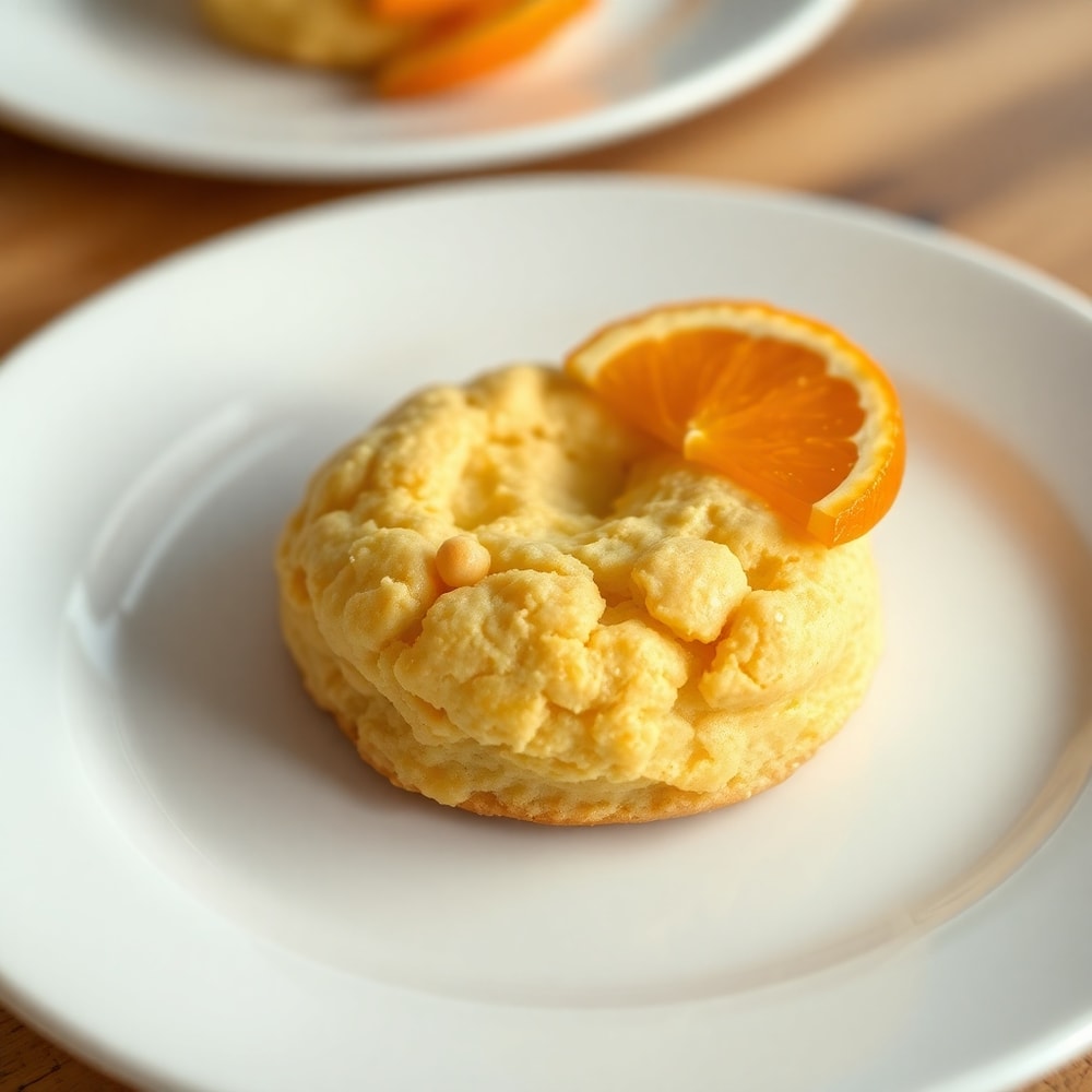 Orange scone cookie on a white plate