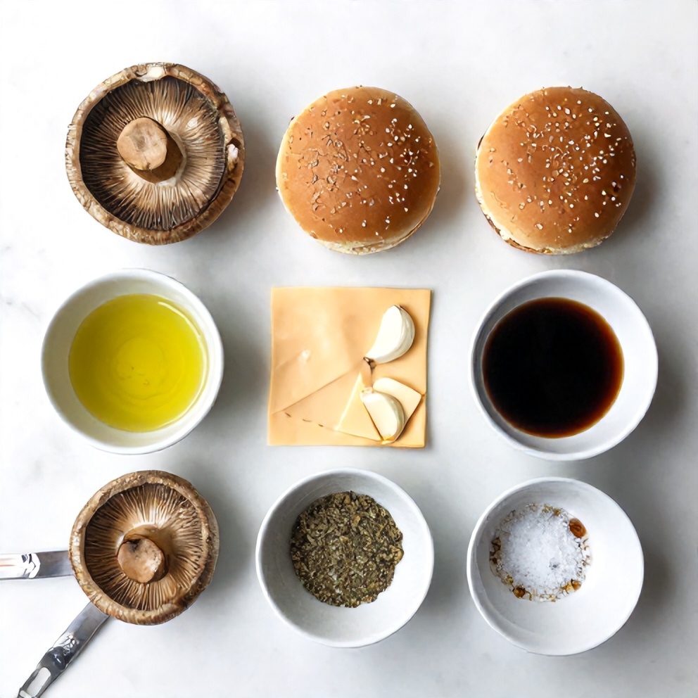 Raw ingredients for Portobello Mushroom Burgers