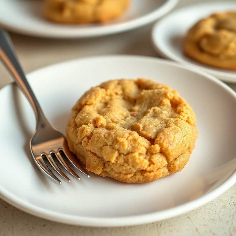 Soft and Fluffy Banana Bread Cookies on a plate with a fork